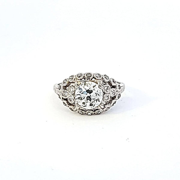 Antique 1.51 Carat Old European Cut I-VS1 Diamond Platinum Engagement Ring