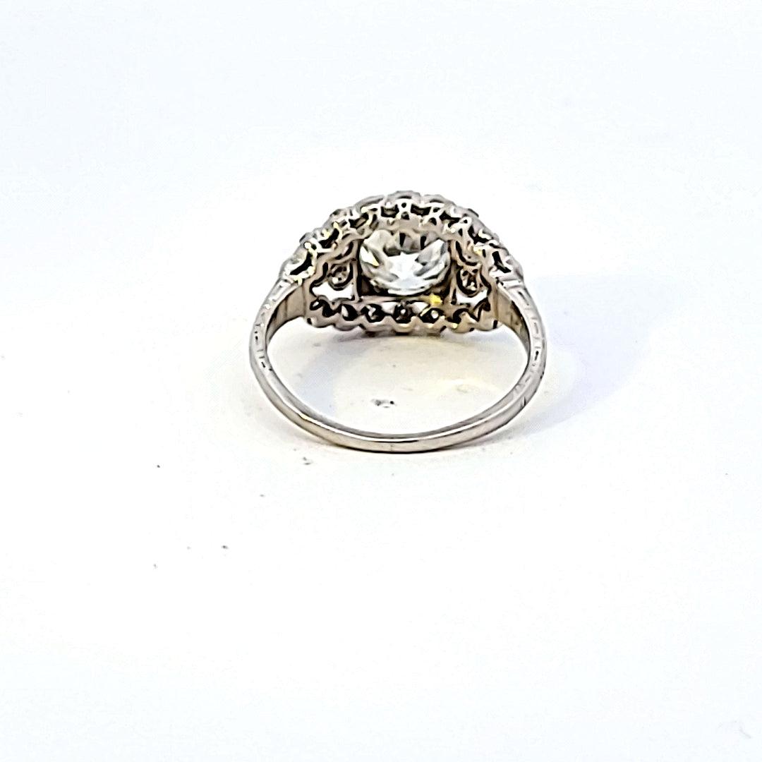 Antique 1.51 Carat Old European Cut I-VS1 Diamond Platinum Engagement Ring
