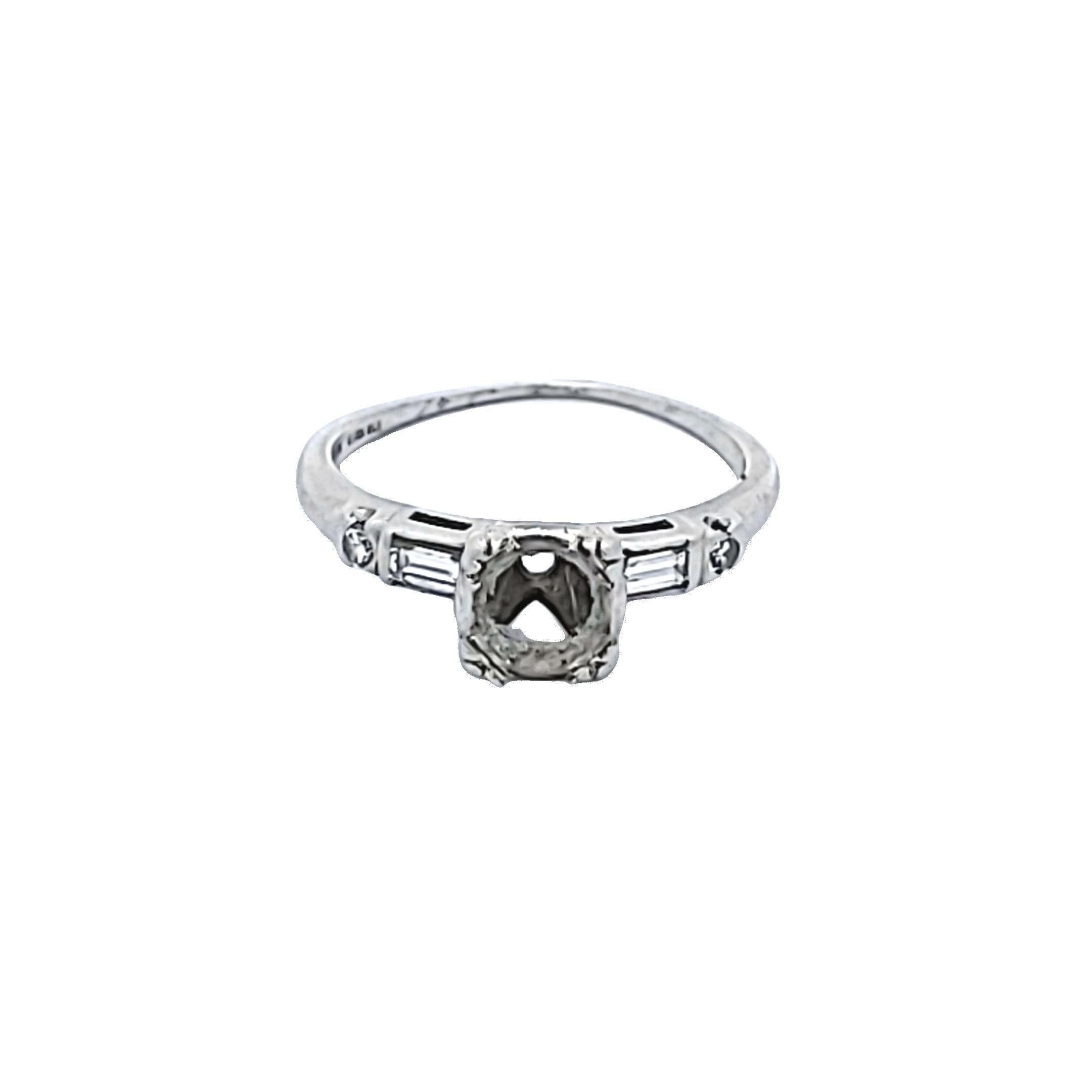 Antique 3.50 Grams Size 5.75 Platinum Semi Mount Ring