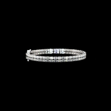 Lab-Grown 4.95 Carat Emerald F-VS2 Diamond 14K White Gold Tennis Bracelet