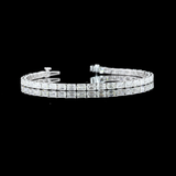 Lab-Grown 7.00 Carat Emerald E-VVS2 Diamond 14K White Gold Tennis Bracelet