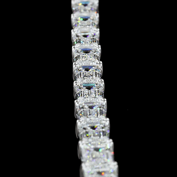 Lab-Grown 24.55 Carat Emerald E-VVS2 Diamond 14K White Gold Tennis Bracelet