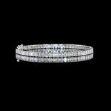 Lab-Grown 7.09 Carat Emerald F-VS1 Diamond 14K White Gold Tennis Bracelet