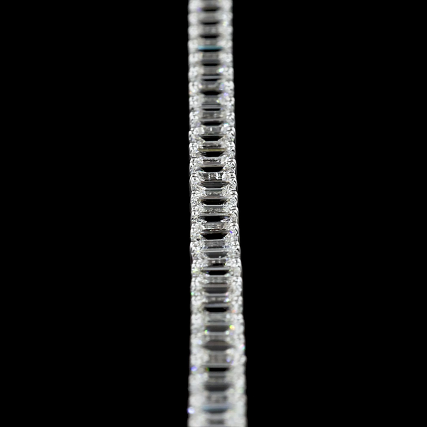 Lab-Grown 7.05 Carat Emerald F-VS2 Diamond 14K White Gold Tennis Bracelet