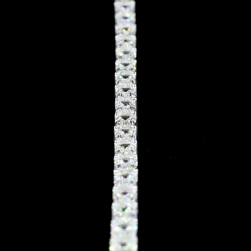 Lab-Grown 4.93 Carat Emerald F-VS2 Diamond 14K White Gold Tennis Bracelet