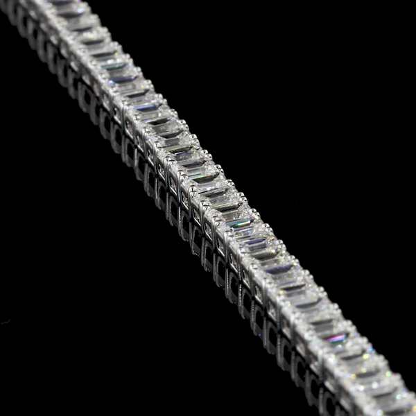 Lab-Grown 7.06 Carat Emerald F-VS2 Diamond 14K White Gold Tennis Bracelet