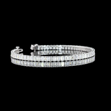 Lab-Grown 7.06 Carat Emerald F-VS2 Diamond 14K White Gold Tennis Bracelet