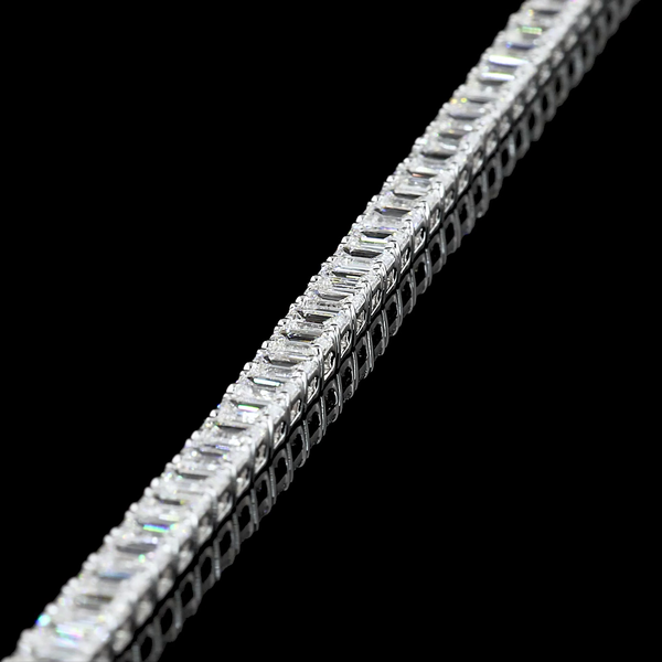 Lab-Grown 7.06 Carat Emerald F-VS2 Diamond 14K White Gold Tennis Bracelet