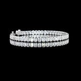 Lab-Grown 6.95 Carat Emerald F-VS1 Diamond 14K White Gold Tennis Bracelet