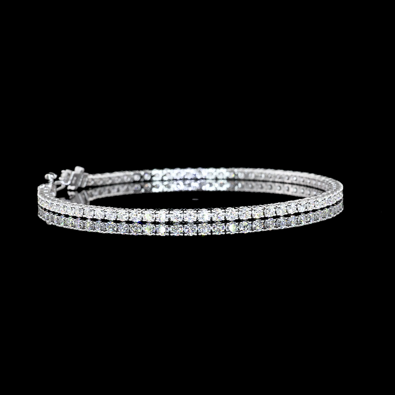 Lab-Grown 2.95 Carat Round E-VS1 Diamond 14K White Gold Tennis Bracelet