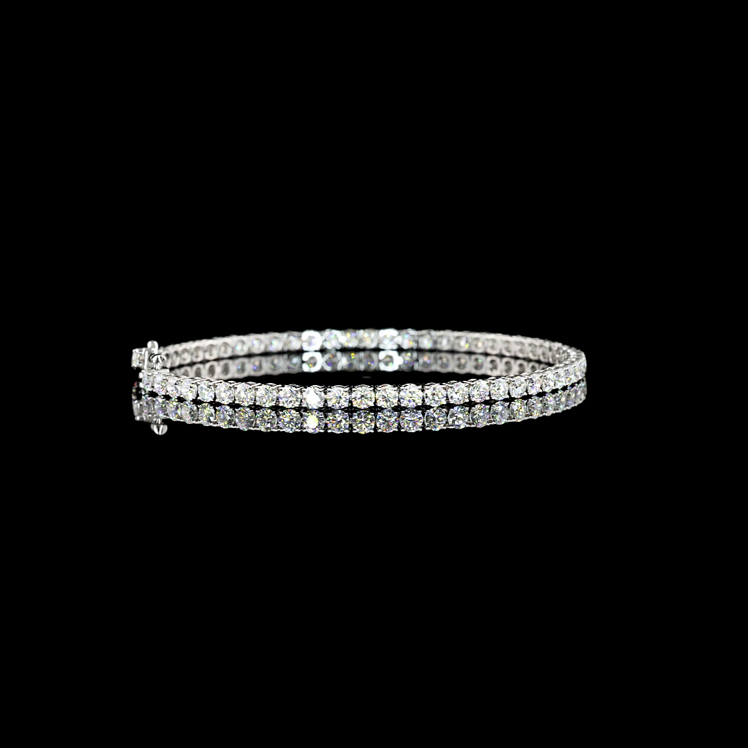 Lab-Grown 5.22 Carat Round E-VS1 Diamond 14K White Gold Tennis Bracelet