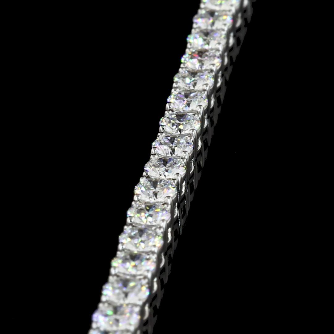 Lab-Grown 5.22 Carat Round E-VS1 Diamond 14K White Gold Tennis Bracelet