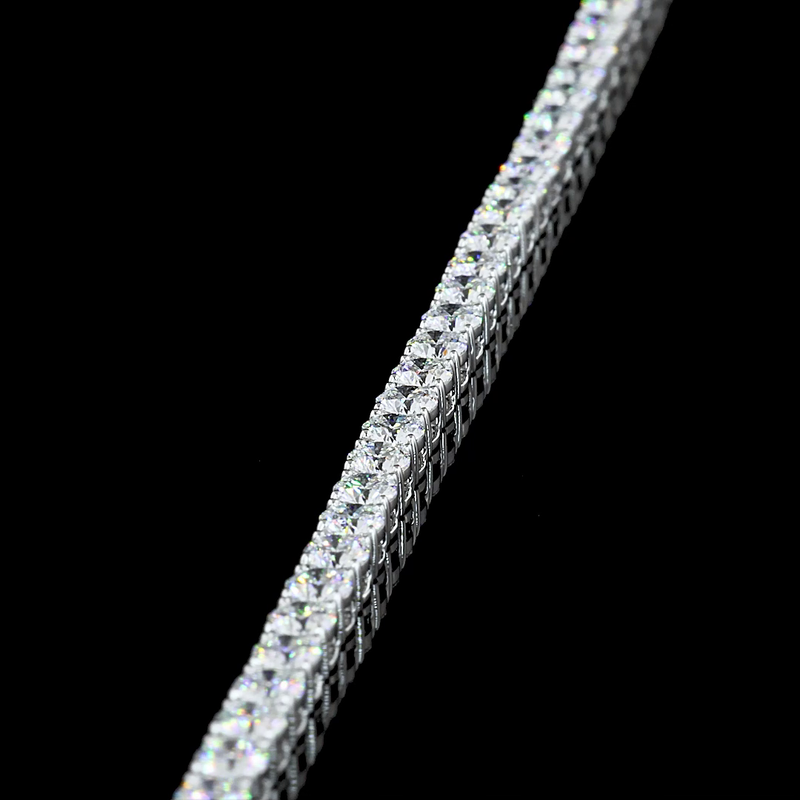 Lab-Grown 5.2 Carat Round E-VS1 Diamond 14K White Gold Tennis Bracelet