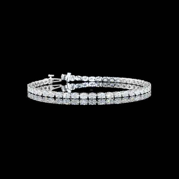 Lab-Grown 4.41 Carat Oval F-VS2 Diamond 14K White Gold Tennis Bracelet