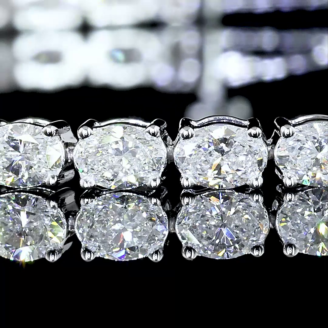 Lab-Grown 4.41 Carat Oval F-VS2 Diamond 14K White Gold Tennis Bracelet