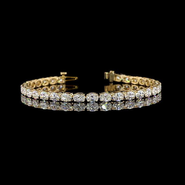 Lab-Grown 8.02 Carat Oval E-VVS2 Diamond 14K Yellow Gold Tennis Bracelet