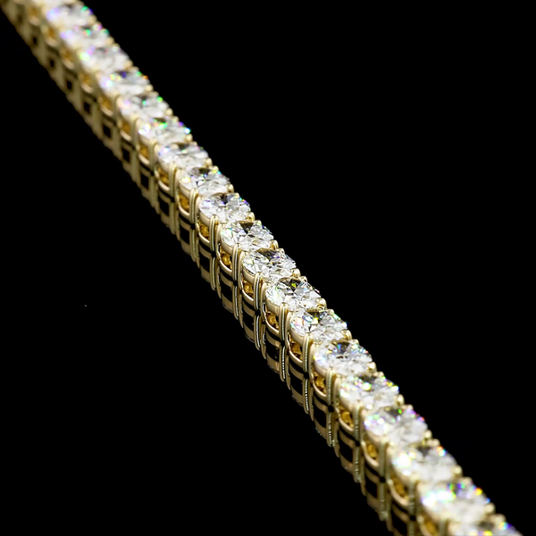 Lab-Grown 8.02 Carat Oval E-VVS2 Diamond 14K Yellow Gold Tennis Bracelet