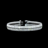 Lab-Grown 9.9 Carat Emerald E-VS1 Diamond 14K White Gold Tennis Bracelet