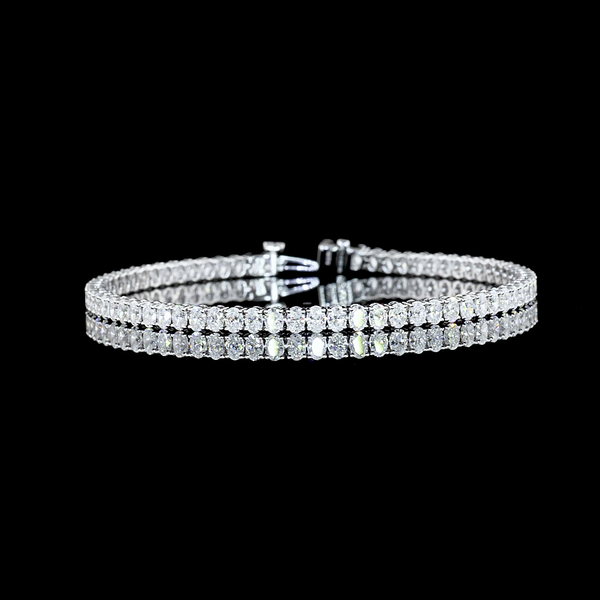 Lab-Grown 5.18 Carat Oval F-VS1 Diamond 14K White Gold Tennis Bracelet