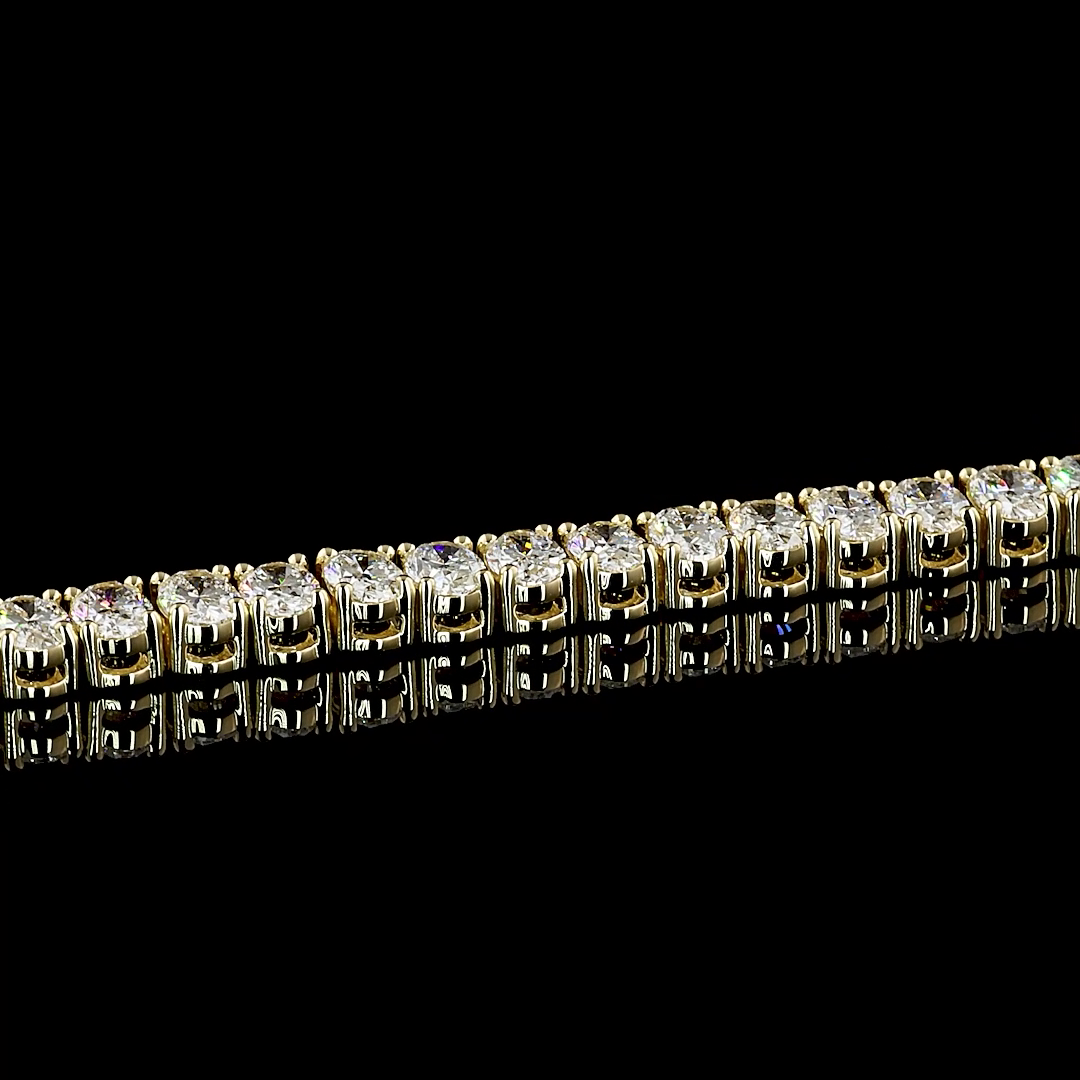 Lab-Grown 8.12 Carat Oval F-VS1 Diamond 14K Yellow Gold Tennis Bracelet