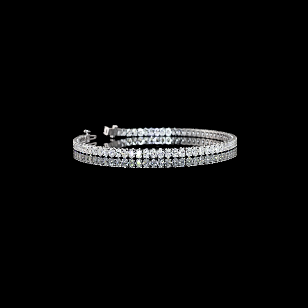 Lab-Grown 5.02 Carat Oval F-VS1 Diamond 14K White Gold Tennis Bracelet