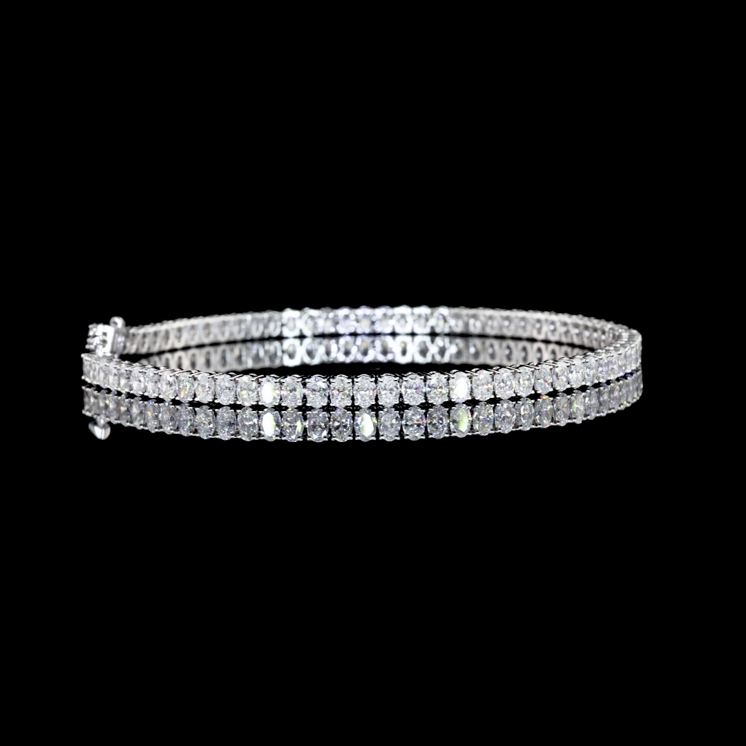 Lab-Grown 5.06 Carat Oval E-F-VS2 Diamond 14K White Gold Tennis Bracelet