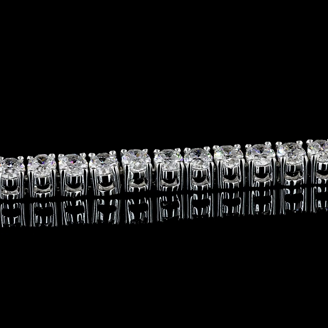Lab-Grown 5.06 Carat Oval E-F-VS2 Diamond 14K White Gold Tennis Bracelet