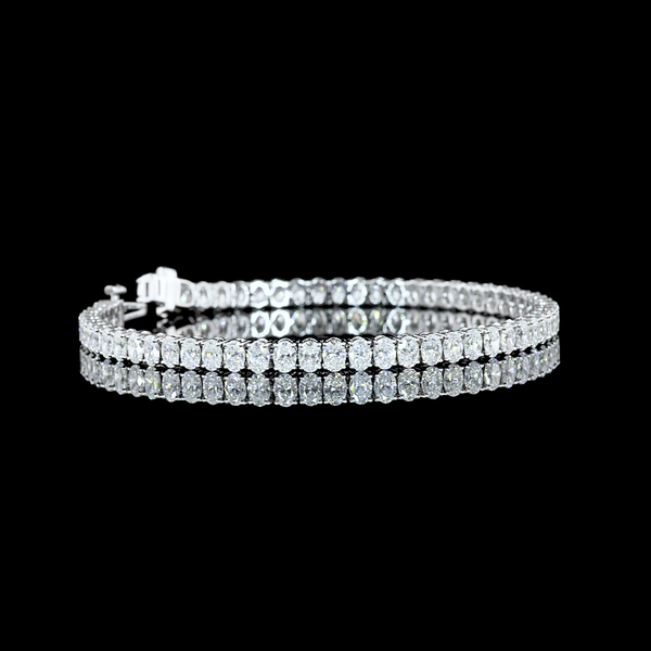 Lab-Grown 7.04 Carat Oval F-VS1 Diamond 14K White Gold Tennis Bracelet