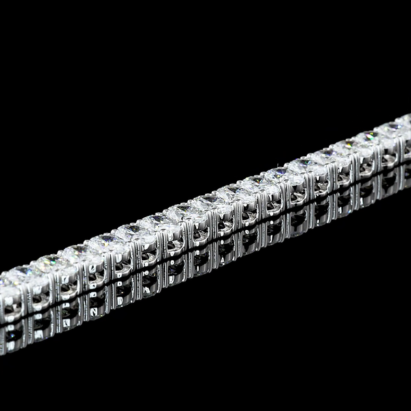 Lab-Grown 7.14 Carat Oval F-VS1 Diamond 14K White Gold Tennis Bracelet