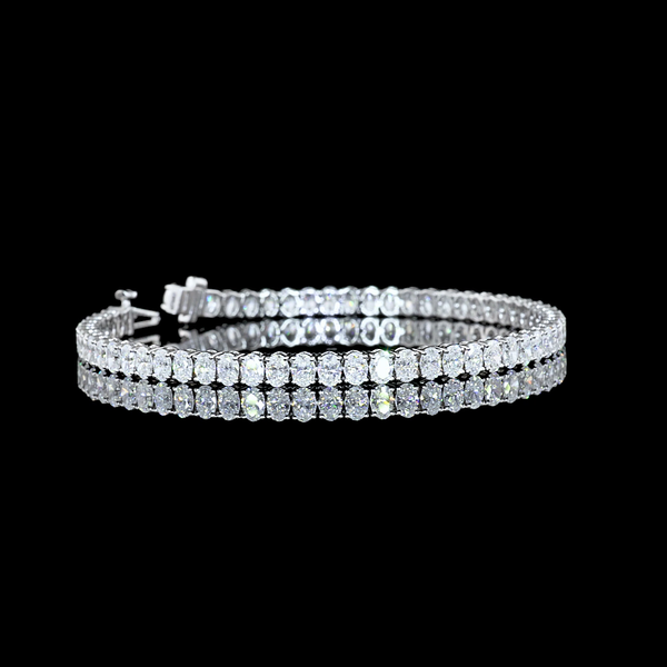 Lab-Grown 7.07 Carat Oval F-VS1 Diamond 14K White Gold Tennis Bracelet