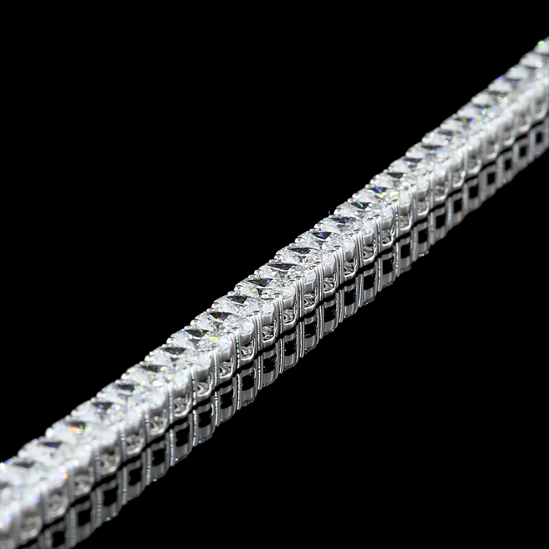 Lab-Grown 7.07 Carat Oval F-VS1 Diamond 14K White Gold Tennis Bracelet