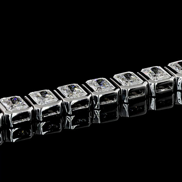 Lab-Grown 11.15 Carat Radiant E-VS1 Diamond 14K White Gold Tennis Bracelet