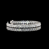 Lab-Grown 11.18 Carat Radiant E-VVS2 Diamond 14K White Gold Tennis Bracelet