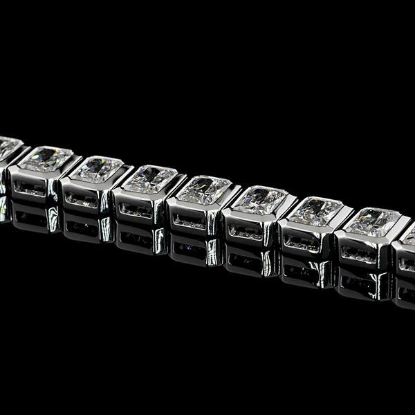 Lab-Grown 11.18 Carat Radiant E-VVS2 Diamond 14K White Gold Tennis Bracelet