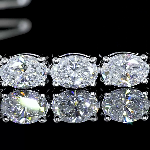 Lab-Grown 4.95 Carat Oval E-VS Diamond 14K White Gold Tennis Bracelet
