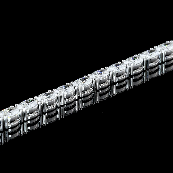 Lab-Grown 5.21 Carat Oval F-VS1 Diamond 14K White Gold Tennis Bracelet