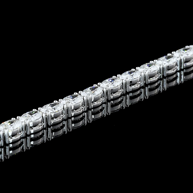 Lab-Grown 5.21 Carat Oval F-VS1 Diamond 14K White Gold Tennis Bracelet