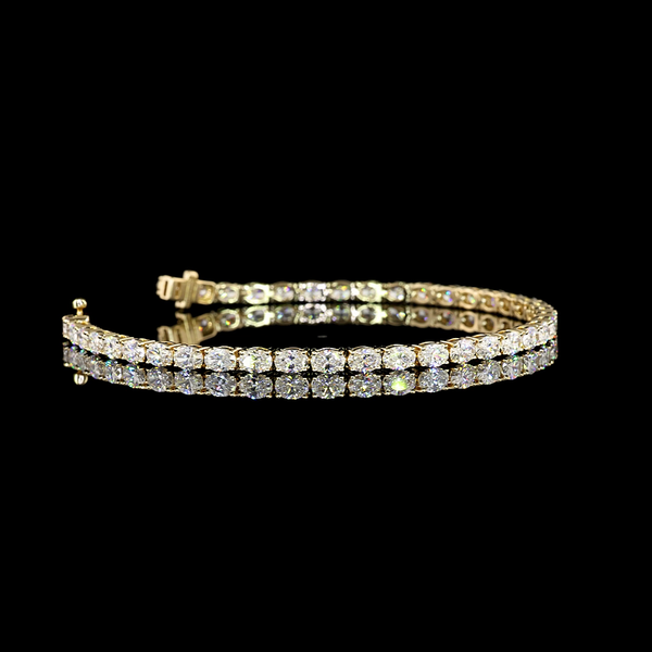 Lab-Grown 5.03 Carat Oval F-VS1 Diamond 14K Yellow Gold Tennis Bracelet