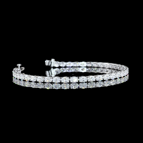 Lab-Grown 5.06 Carat Oval F-VS1 Diamond 14K White Gold Tennis Bracelet