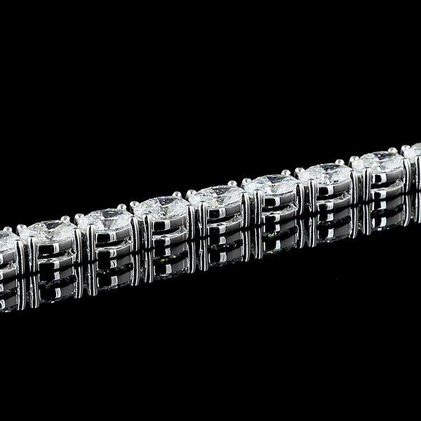 Lab-Grown 5.06 Carat Oval F-VS1 Diamond 14K White Gold Tennis Bracelet