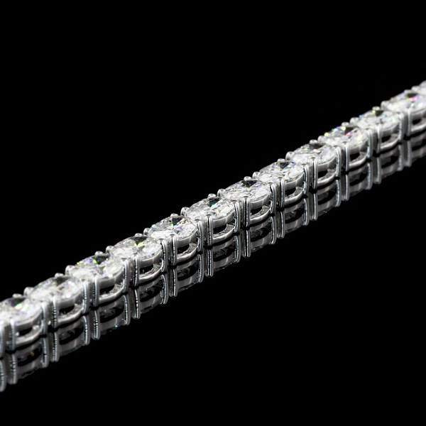 Lab-Grown 7.34 Carat Oval F-VS1 Diamond 14K White Gold Tennis Bracelet