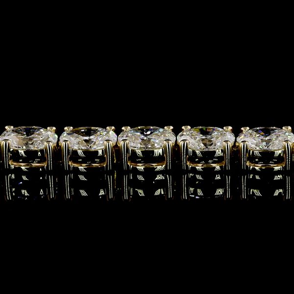 Lab-Grown 7.34 Carat Oval F-VS1 Diamond 14K Yellow Gold Tennis Bracelet