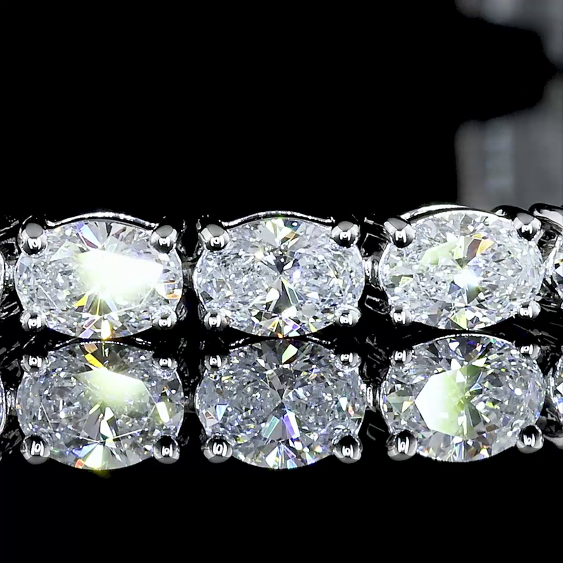 Lab-Grown 5.18 Carat Oval D-VVS2 Diamond 14K White Gold Tennis Bracelet