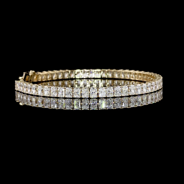 Lab-Grown 10.26 Carat Radiant E-VVS2 Diamond 14K Yellow Gold Tennis Bracelet