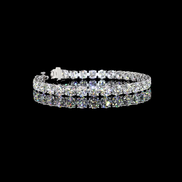 Lab-Grown 21 Carat Round D-VS1 Diamond 14K White Gold Tennis Bracelet