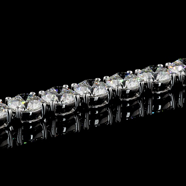 Lab-Grown 21 Carat Round D-VS1 Diamond 14K White Gold Tennis Bracelet