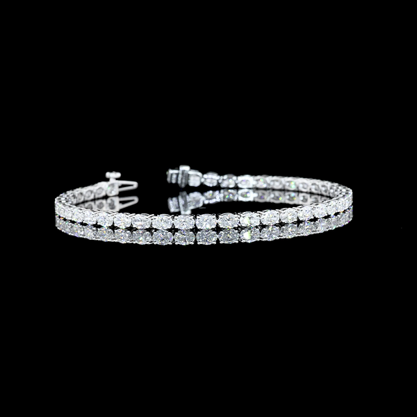 Lab-Grown 5.14 Carat Oval E-VS Diamond 14K White Gold Tennis Bracelet