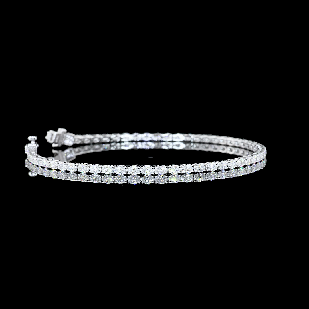 Lab-Grown 2.91 Carat Oval F-VS1 Diamond 14K White Gold Tennis Bracelet