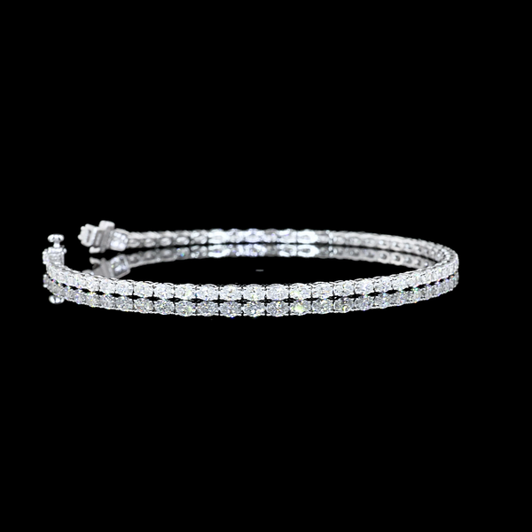 Lab-Grown 2.91 Carat Oval F-VS1 Diamond 14K White Gold Tennis Bracelet