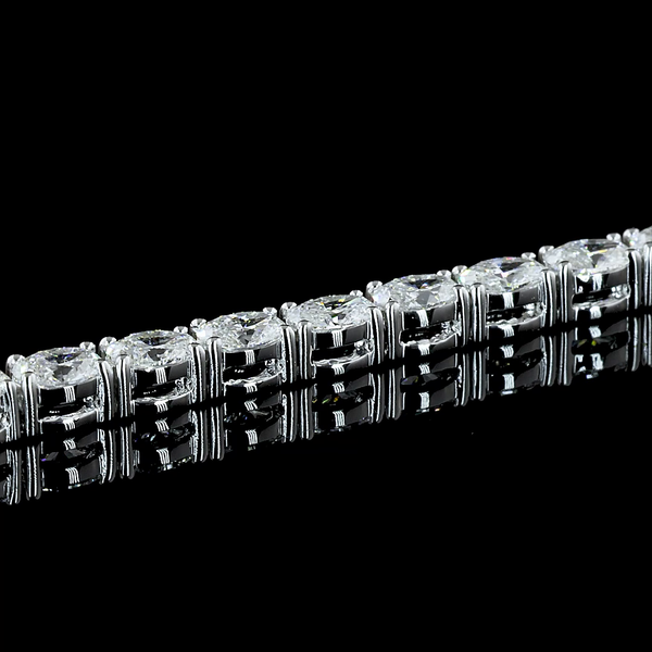Lab-Grown 2.91 Carat Oval F-VS1 Diamond 14K White Gold Tennis Bracelet